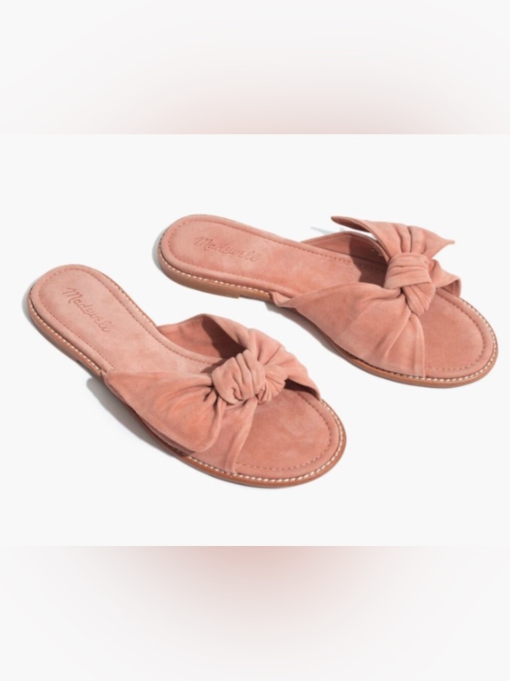 Madewell Suede Bow Slide Sandals In Blush Pink Size 7